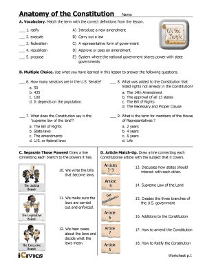 icivics anatomy of the constitution worksheet answers